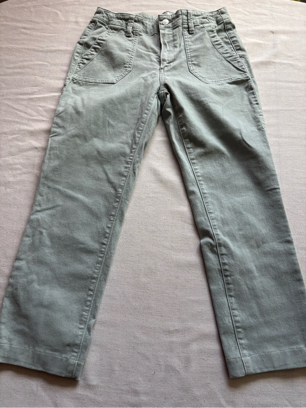 Paige Mayslie Mid Rise Straight Ankle Jeans Vintage Dusty Sage Size 27 Style 760 - Picture 2 of 13